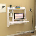 Wall Mounted Floating Computer Desk with Wood Shelves